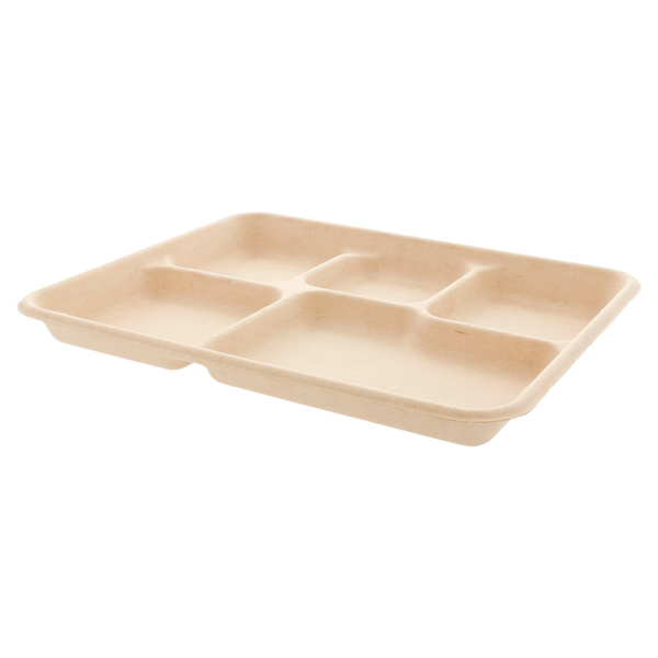 Tray 5-comp. Bagasse 26,5x21,5x2cm (50st/pak)