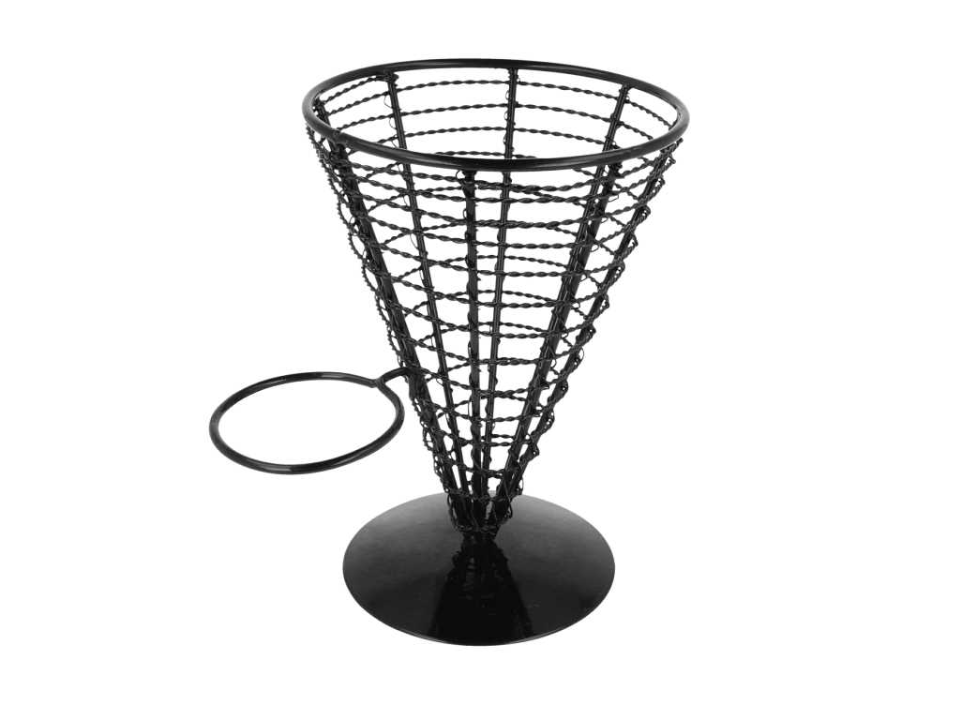 Basket + Container (Puntzak houder m/saus) 12,8x18cm Black Steel per pc