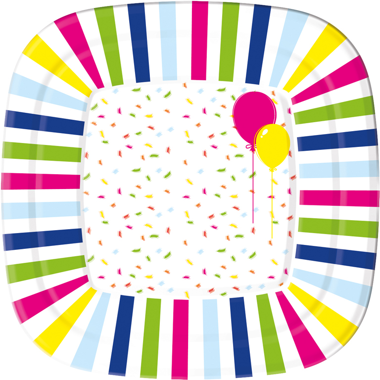 Borden/Plates paper 22x22cm Balloons (10stuks/pak)