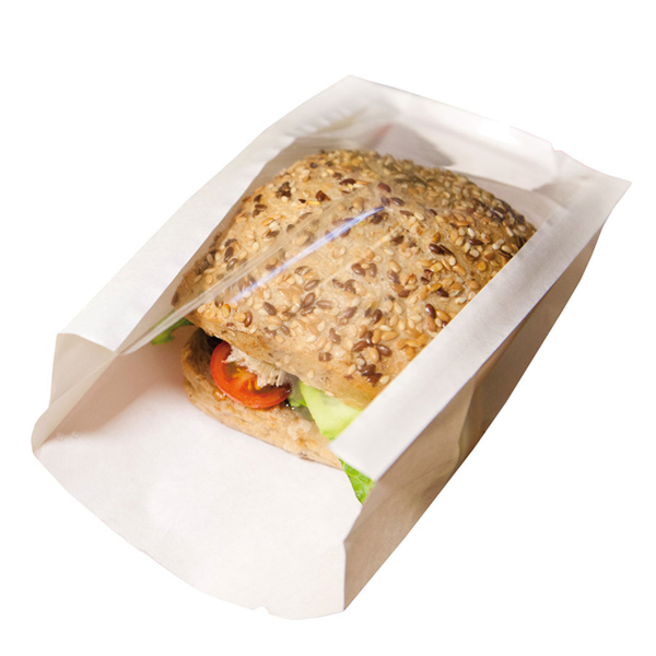 Bags with window "Pack delicatessen" 14x9+5x17cm White kraft (100st/pak)