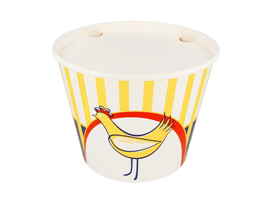 Chicken Buckets + Lids 4500ml (150oz.)21,6/16x16,8cm White Cardboard (40st/pak)