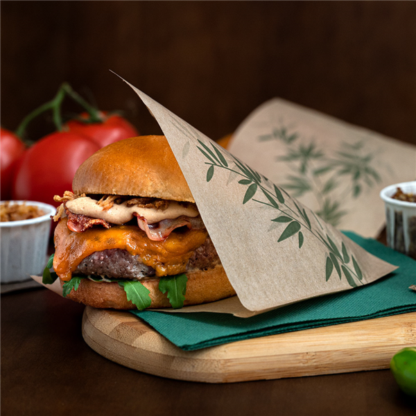 Shoarma/Grill zakjes / 2 sides open bags "Feel Green" Kraft 16x16,5cm (500pcs/pack)