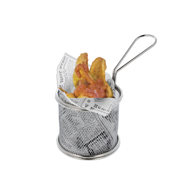 Mini Fryer Round 9cm diam. 8,5cm hoog Silver Stainless Steel per pc