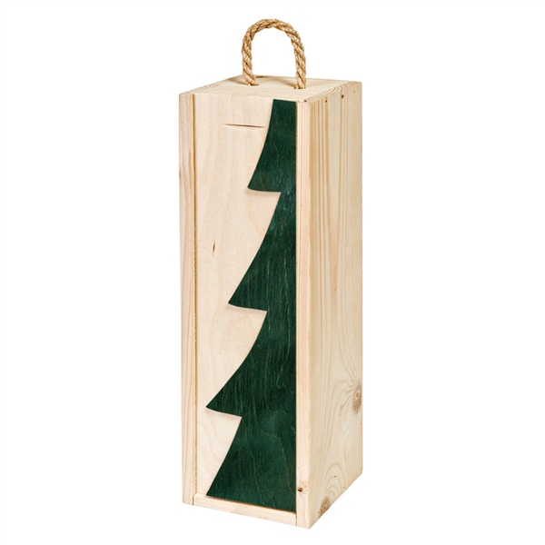 1-fles wijnkist "Fir Tree" Green Wood (per stuk)