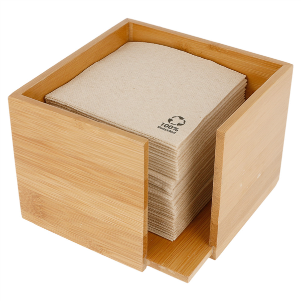 Napkin Dispenser Natural Bamboo 13,5x13,5x10cm (per stuk)