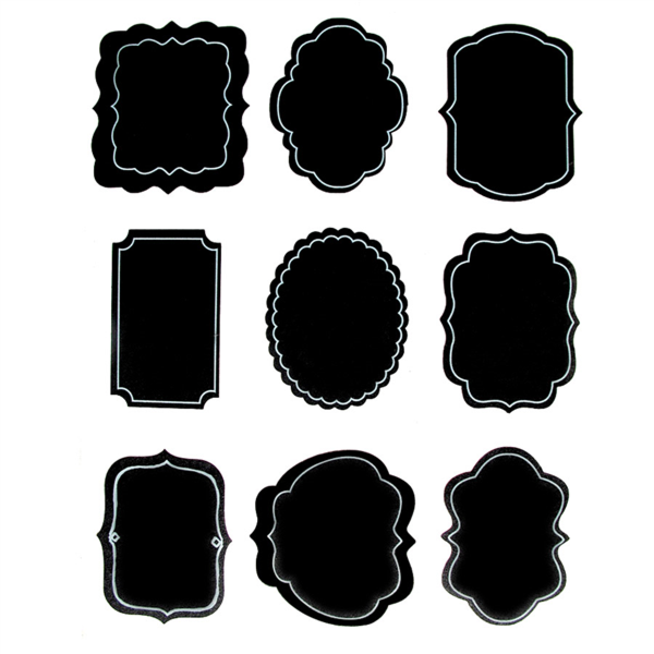 Blackboard Labels Assorted (Set van 2 sheets / 18 labels) Black Vinyl