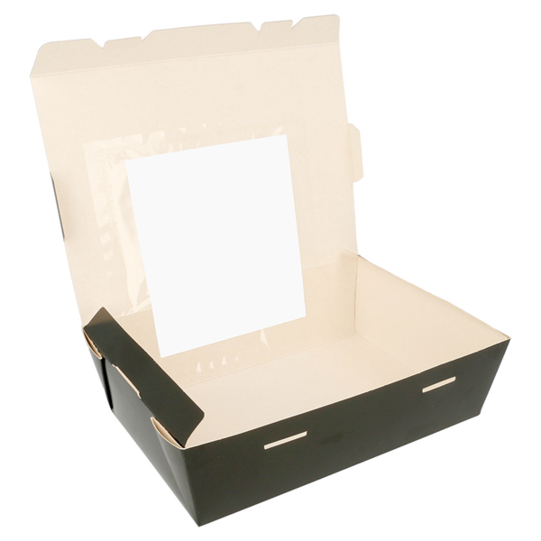 Rectangular Boxes with Frontal Window 1350ml 15,3x12,1x6,4cm Black Cardboard (50st/pak)