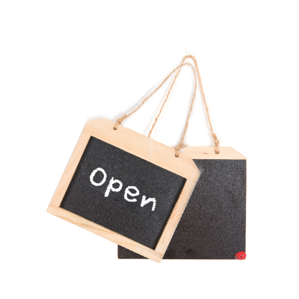 Blackboards with cord 20x16x1,2cm Black Wood (per stuk)