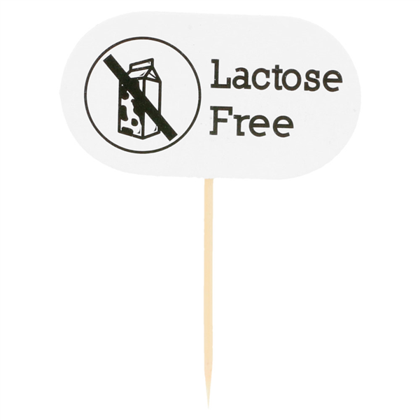 "Lactose Free" markers 8cm white wood (100st/pak)