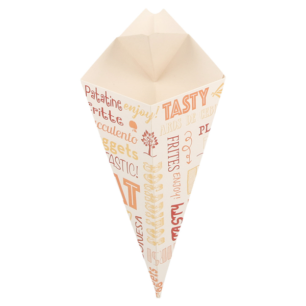 fries cones with flaps / karton puntzak "parole" 21x12,5cm Cardboard (200st/pak)