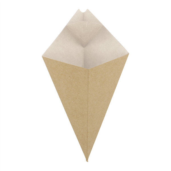 Fries cones with flaps / karton puntzak The Pack 21x12,5cm Natural Kraft (200st/pak)