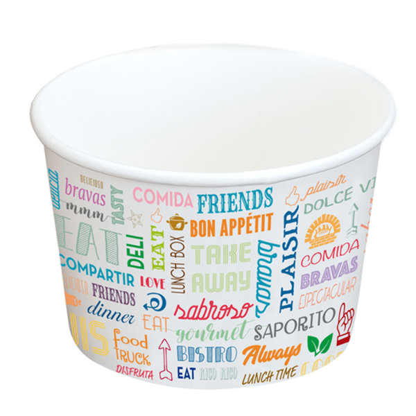 Bucket Cups "Parole" 1000ml (32oz.)13,5x10,4cm White cardboard (50st/pak)