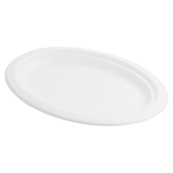 Oval Trays "Bionic" 26,3x19,9x2cm White Bagasse (50st/pak)