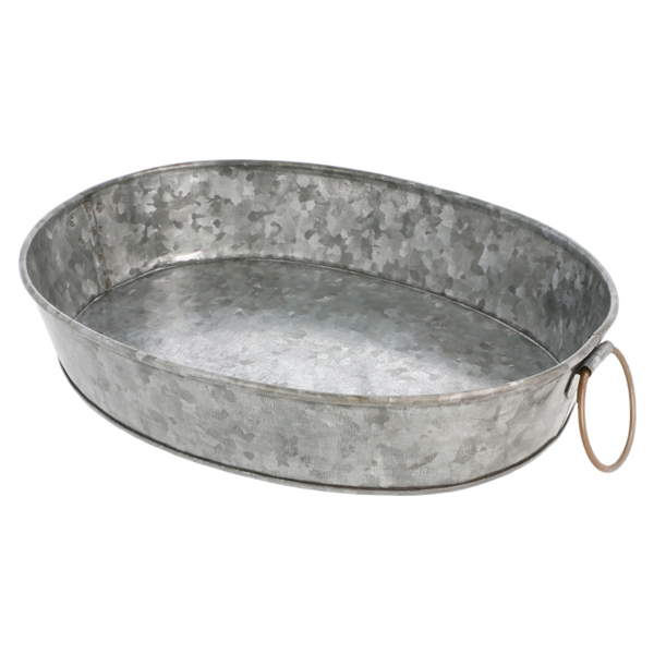Oval Tray Galvanized Steel 25,5x20,5x5cm (per stuk)
