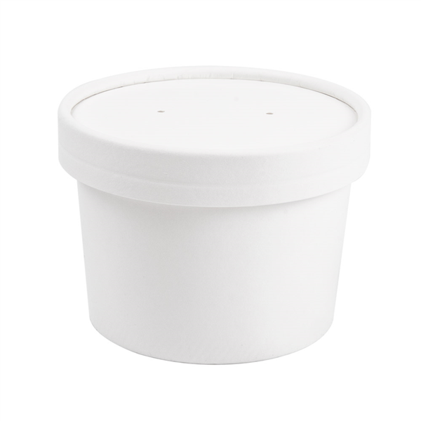 Soup Containers + Lids 240ml (8oz) White Cardboard (25st/pak)