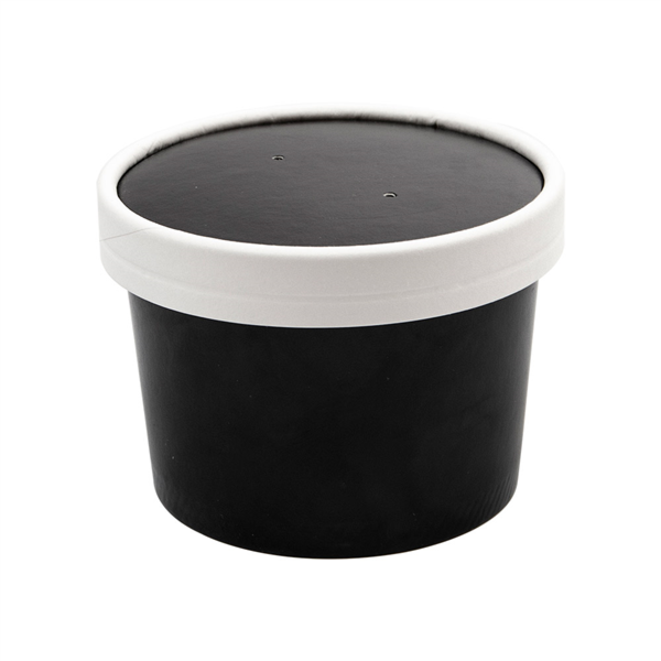 Soup Containers+Lids 240ml (8oz) Black Cardbord (25st/pak)