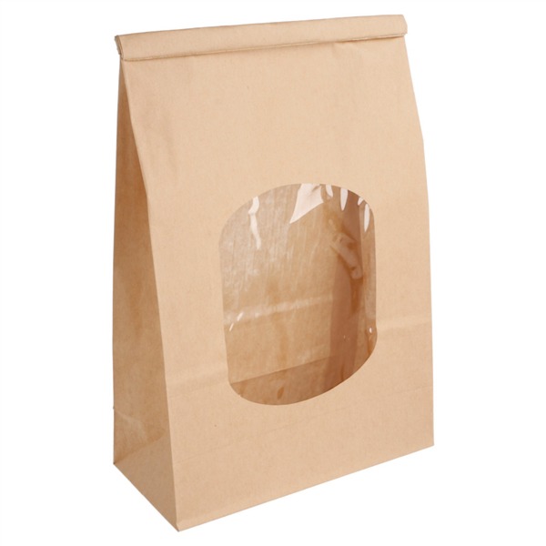 Self-sealing bags with Window 15,5+7x24,2cm Natural Kraft (50st/pak)