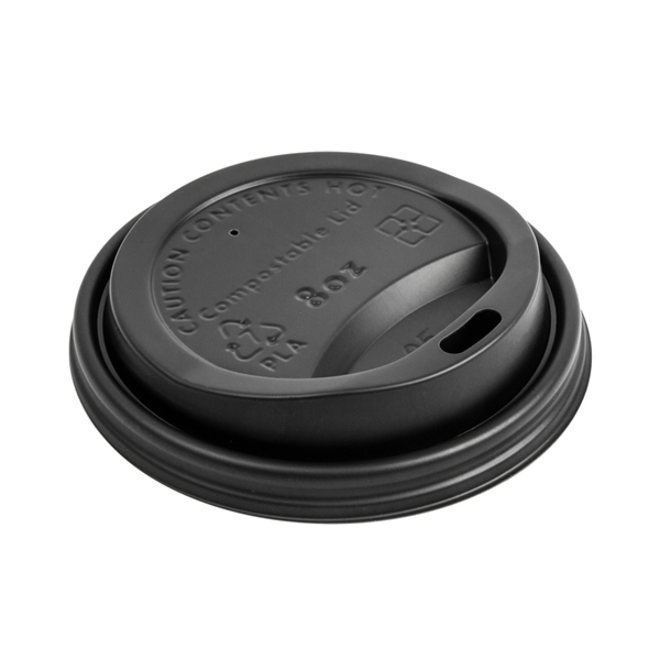 Lids for cups 240ml "biodegradable" Black CPLA (50st/pak)