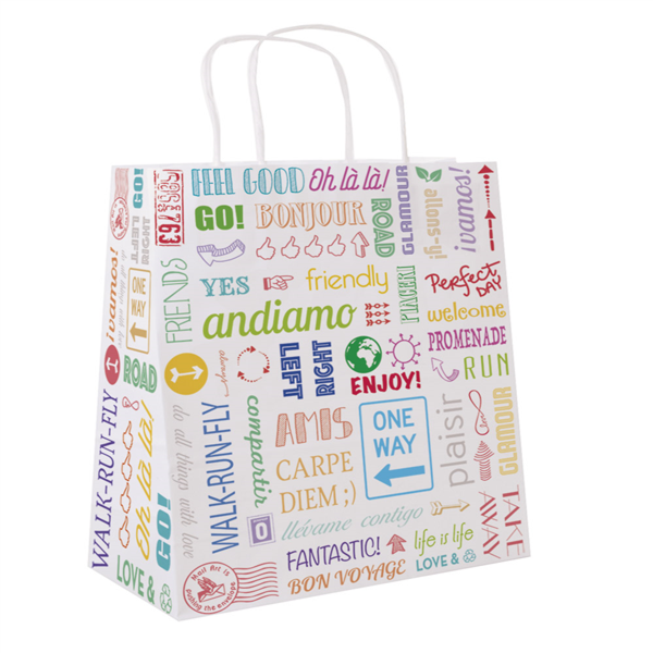 SOS Bag with handles "Parole" 80gsm 26+14x32cm White (250st/doos)