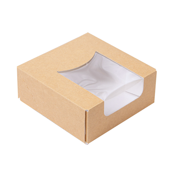 Sushi Boxes (met venster) The Pack 10x10x4cm Brown Kraft (50st/pak)