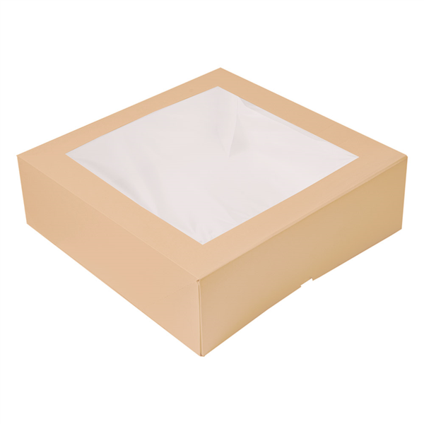 "The Pack" Cake Box with Window 32x32x10cm Natural Kraft Nano-Micro Corrugated Cardboard (50st/pak)