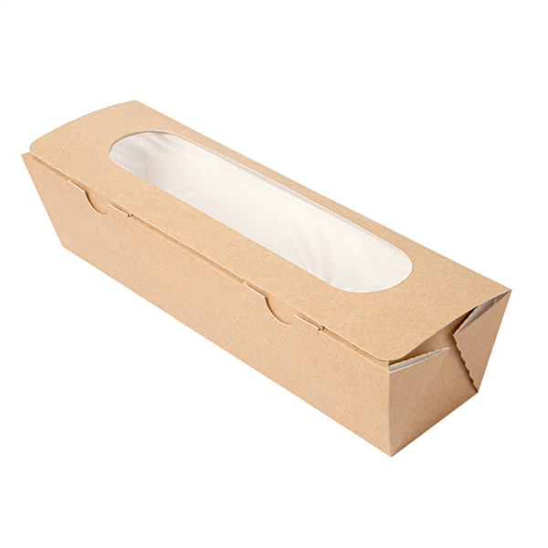"The Pack" Sandwich/Baguette Boxes w/Window 27,5x8x6,2cm Natural Kraft Nano-Micro Corrugated Cardboard (50st/pak)