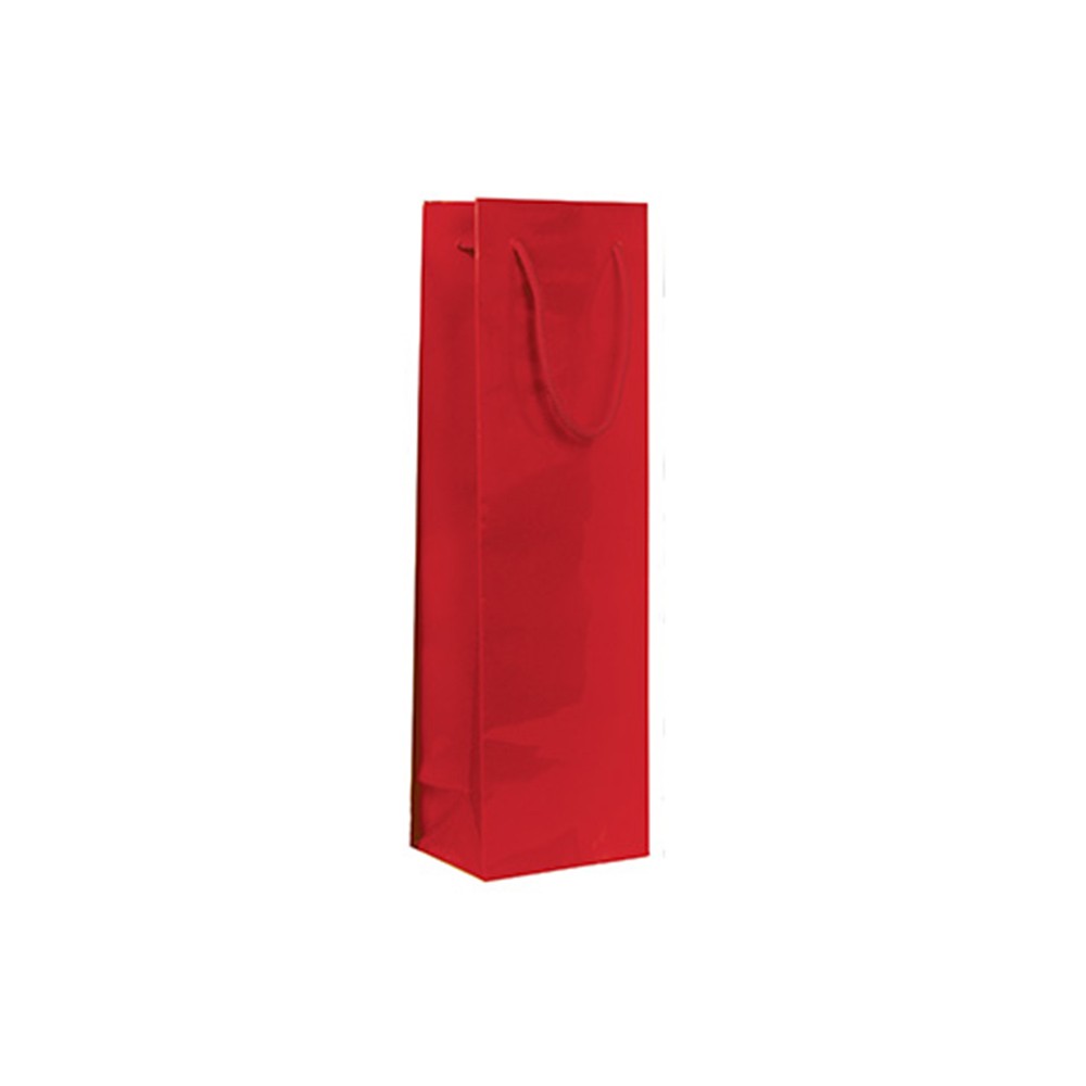 Papieren wijntas met koord 98x90x380mm rood 25st/pk