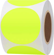 Zelfklevende papieren etiketten (500st/rol) Flour Geel (Yellow) Rond 2" / 50 mm