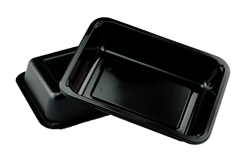 PP Menuschaal 1-vaks M227/50 Zwart  Sealbaar 1400cc 227x178x50mm  (360st/doos)