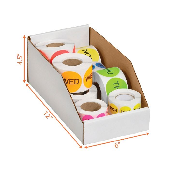 Carton Bin 6" Open top White 6x12x4"