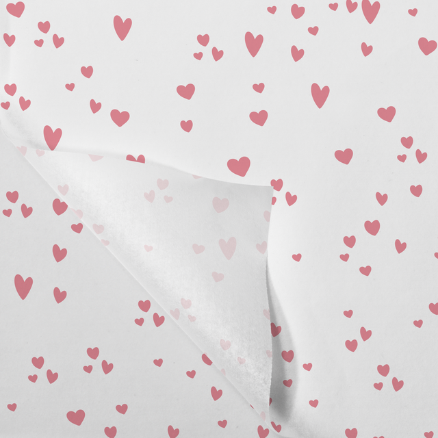 Tissue / Zijdevloe 50x70cm Wit/Rose "Hearts" (100st/pak)