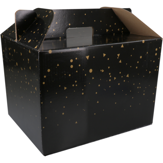 Maaltijd bezorgbox "Sparkling Stars" 370x275x250mm Zwart/Goud (per stuk)