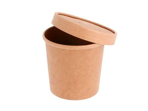 [212.59] Soup Containers + lid Natural Craft round cardboard 360ml ( 12oz ) (25st/pak)