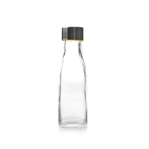 [215.63] Bottle Clear Glass with steel stopper 285ml (per stuk)
