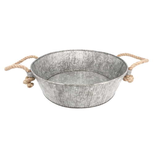 [225.75] Round tray with handles 35,5x11cm galvanized steel (per stuk)
