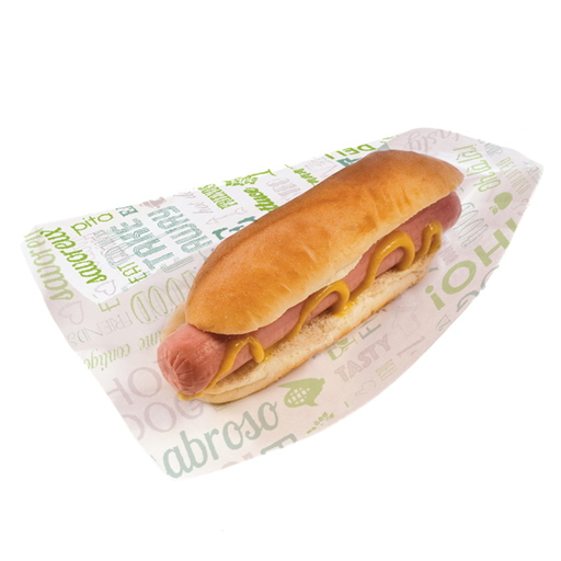 [229.34] Hotdog Bag 2 sides open design "Parole" 9+3x22cm White greaseproof (500st/pak)