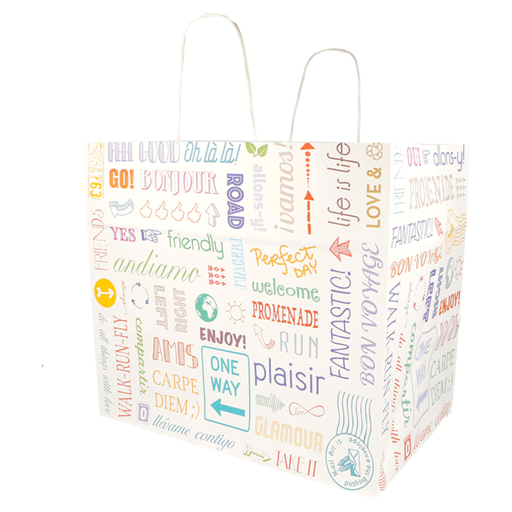 [230.07] SOS Bags with Handles "Parole" 32+21x28,5cm White Cellulose (250st/doos)