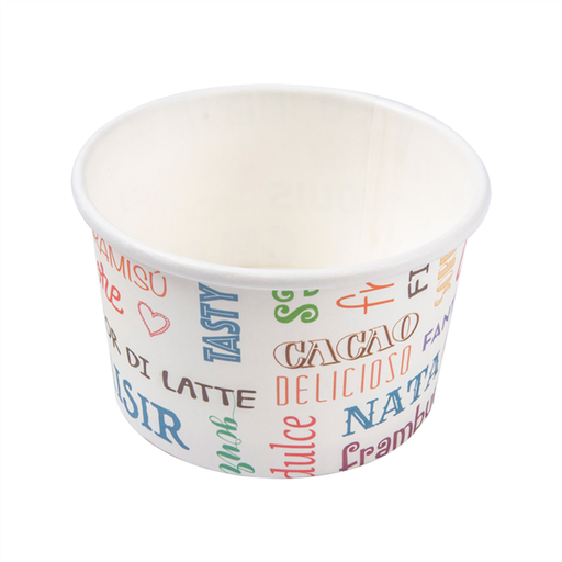 [230.27] Ice Cream Tubs "Parole" 120ml (4oz)White Cardboard (50st/pak) 40sleeves/doos