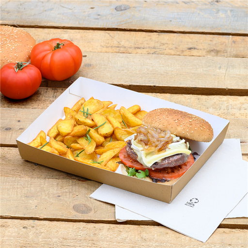 [234.83] Food Carry Tray "The Pack"  250gr 25,5x18x3,7cm Natural Kraft Nano-Micro Corrugated Cardboard (65st/pack)
