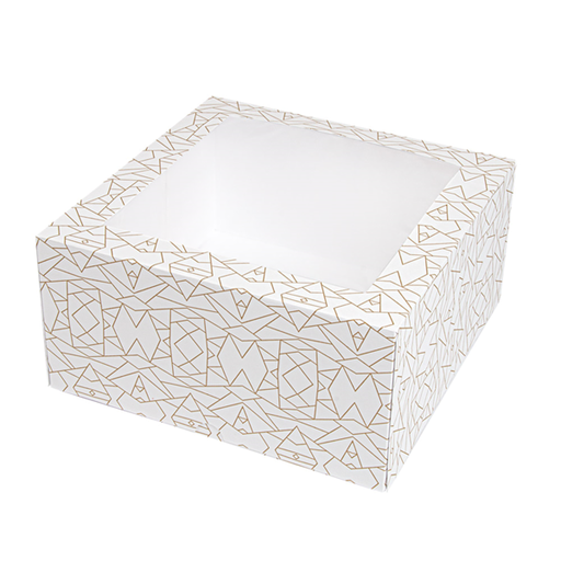 [253.28] "The Pack" Cake Box with Window 24x24x12cm Deco Nano-Micro Corrugated Cardboard (50st/pak)