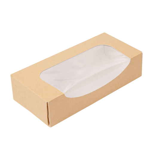 [253.37] "The Pack" Sushi Box met venster 19,7x9x4,5cm Natural Kraft Nano-Micro Corrugated Cardboard (50st/pak)