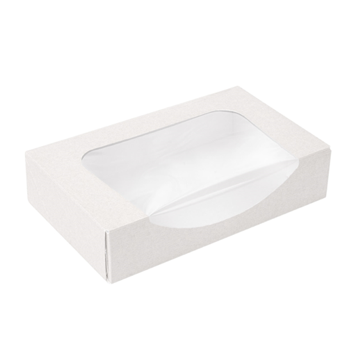 [253.43] "The Pack" Sushi Box met venster 19,7x12x4,5cm White Nano-Micro Corrugated Cardboard (50st/pak)