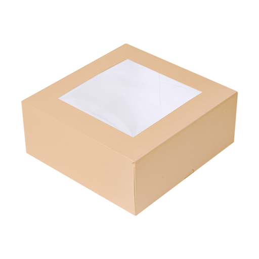 [253.44] "The Pack" Cake Boxes with Window 18x18x7,5cm Natural Kraft Nano-Micro Corrugated Cardboard (50st/pak)