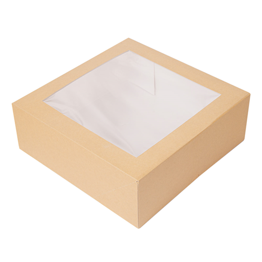 [253.47] "The Pack" Cake Boxes with Window 28x28x10cm Natural Kraft Nano-Micro Corrugated Cardboard (50st/pak)