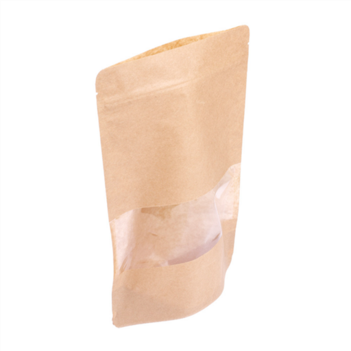 [258.05] Self-Sealing Bags with window 20+5x30cm Natural Kraft (50st/pak)