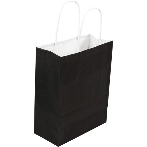 [270275] Draagtas papier 18/7x21cm Zwart geribt  100st/ds