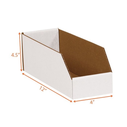 [322] Carton Bin 4"  Open top White 4x12x4