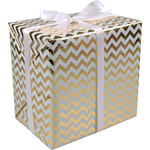 [340100] Lovly kadopapier Chevron Wit/Goud 50cm x 200m (per rol)
