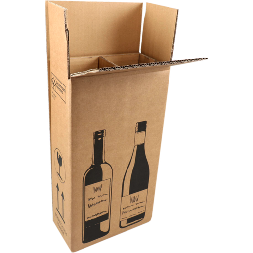 [385203] Wijndoos / Wijnverzenddoos 2-fles (Kraft met opdruk) per stuk