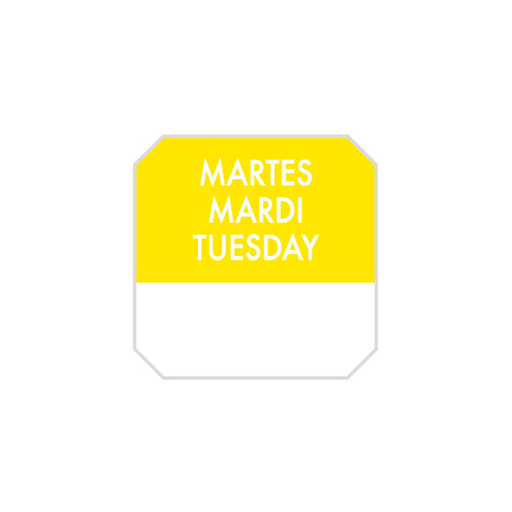 [393.66] Zelfklevende labels "Tuesday" 2,5x2,5cm Yellow (1000 stuks)